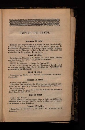 Emploi du Temps.