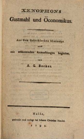 Gastmahl & Oekonomikus