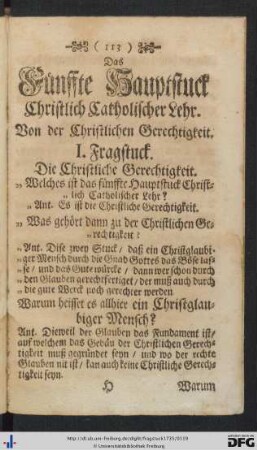 Das Fünffte Hauptstuck Christlich Catholischer Lehr.