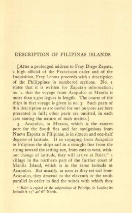 Description of Filipinas Islands