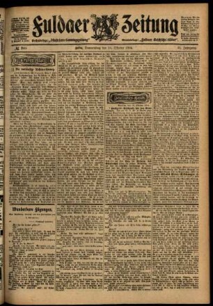Erste Ausgabe vom Donnerstag, den 20. Oktober 1904.