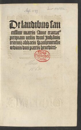 De laudibus s. Annae etc. Mit Beig. von Conradus Celtis etc.