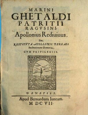 Apollonius redivivus : liber I. et II. Cum suppl.. 1. 1607