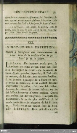 XXI. Vingt-Unieme Entretien