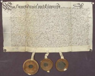 Hans Daniel und Ruprecht von Remchingen quittieren dem Markgrafen Carl II. von Baden-Durlach über die Bezahlung des ganzen Kaufschillings von 45.000 fl.