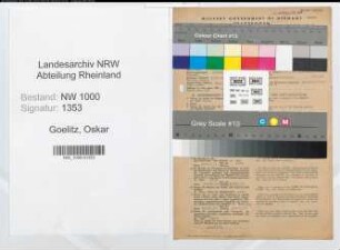 Entnazifizierung Oskar Goelitz, geb. 12.07.1909 (Kaufm.Angest.)