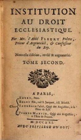 Institution Au Droit Ecclesiastique, 2
