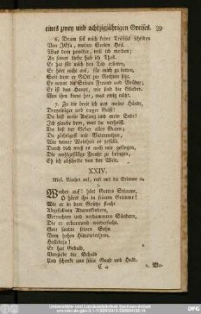 XXIV. Mel. Wachet auf, ruft uns die Stimme [et]c.