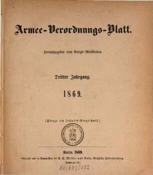 Armee-Verordnungsblatt. 3. 1869
