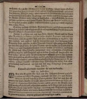 Num. XXIV. Extract ulterioris mandati de non turbando, von 14. Iulii 1694.