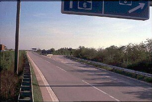 Einfahrt in Tangente Nordwest (Heidelberg Richtung Mannheim) von Nebenfahrbahn West (Heidelberg Richtung Karlsruhe)