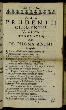 Aur. Prudentii [...] De Pugna Animi.