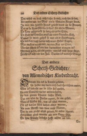 Dat andere Schertz-Gedichte/ van Allemodischer Kleederdracht