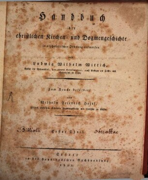Handbuch der christlichen Kirchen- und Dogmengeschichte. 1. (1801)