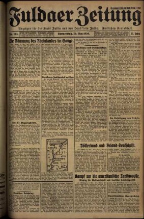 Erste Ausgabe vom Donnerstag, den 29. Mai 1930.