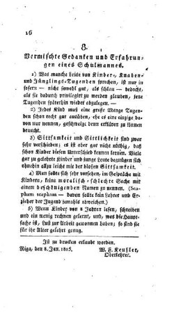 Vermischte Gedanken und Erfahrungen eines Schulmannes : [8.]