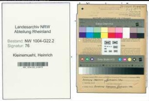 Entnazifizierung Heinrich Kleinemuehl , geb. 05.05.1889 (Gasmeister)