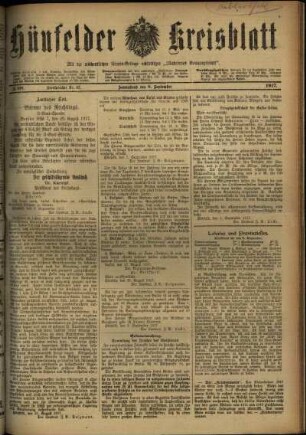 Ausgabe vom Samstag, den 08. September 1917.