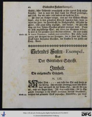 Siebendes Fasten-Exempel, aus der Göttlichen Schrifft.