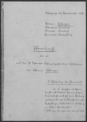 Höfingen: Pfarrbericht 1937
