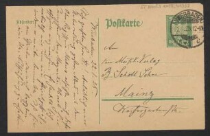 Brief an B. Schott's Söhne : 22.01.1925