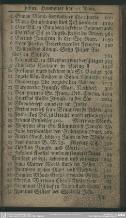 Iulius, Heumonat hat 31 Tage