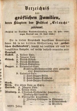 Genealogisches Taschenbuch der gräflichen Häuser. 1853