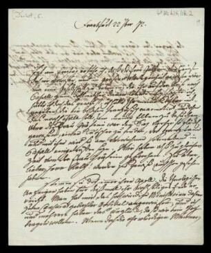 Brief von Johann Konrad Deinet an Rudolf Erich Raspe