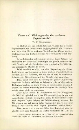 Wesen und Wirkungsweise der modernen Explosivstoffe