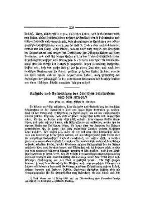 Aufgabe und Entwicklung des deutschen Schulwesens nach dem Kriege