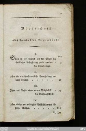 Verzeichniß der abgehandelten Gegenstände.