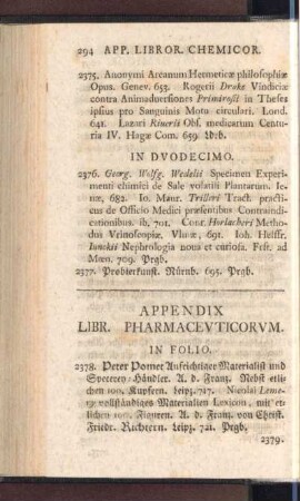 Appendix Libr. Pharmacevticorvm