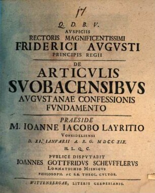 De articulis suobacensibus augustanae confessionis fundamento