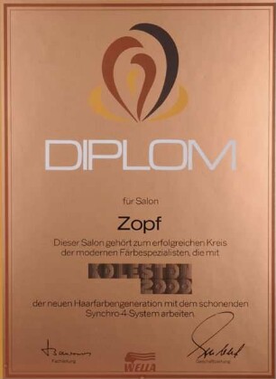 Diplom von "Wella"