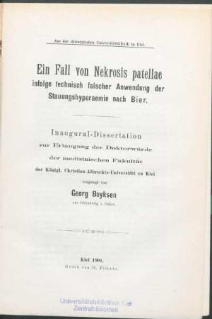 Ein Fall von Nekrosis patellae infolge technisch falscher Anwendung der Stauungshyperaemie nach Bier