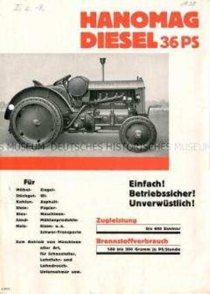 Die modernste und wirtschaftlichste Zugmaschine mittels Diesel 36 PS