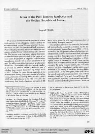 Icons of the Past: Joannes Sambucus and the medical republic of letters