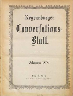 Regensburger Conversations-Blatt. 1878, 1878