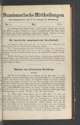 Nr. 5. Mai 1882