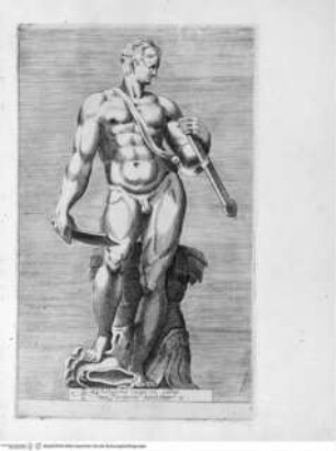 Antiquarum statuarum urbis Romae, quae in publicis privatisque locis visuntur, icones. Romae. Ex typis Laurentii Vaccarii... MDLXXXIIII., Tafel [22]: Gladiatoris imago in aedibus Farnesianis Romae (nach der Antike)