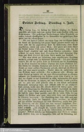 Dritter Festtag. Dienstag 4. Juli