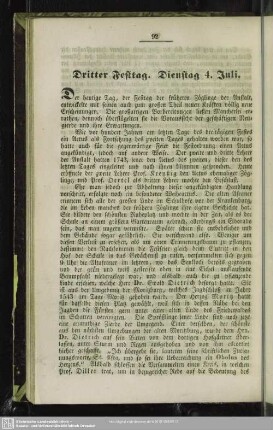 Dritter Festtag. Dienstag 4. Juli