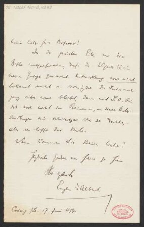 Brief an Karl Klindworth : 17.06.1894