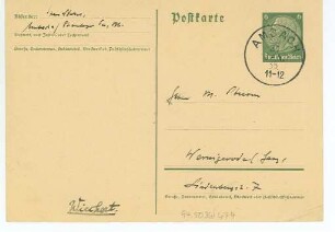 Korrespondenz von Ernst Wiechert an Martin Sturm