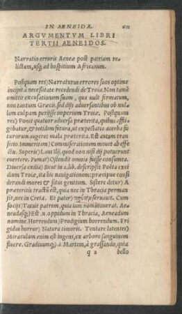 Argumentum Libri Tertii Aeneidos.