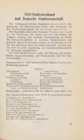 43, NSD-Studentenbund und Deutsche Studentenschaft