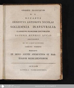 De modo agendi aperientium et martialium medicamentorum