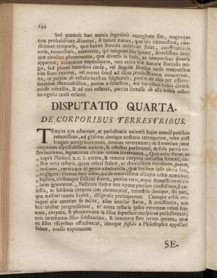 Disputatio Quarta. De Corporibus Terrestribus.