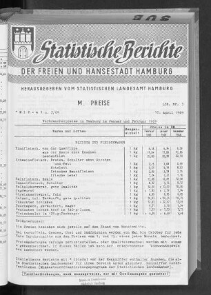 Verbraucherpreise in Hamburg im Januar und Februar 1969 : Lfd. Nr. 3
