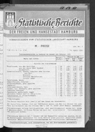 Verbraucherpreise in Hamburg im Januar und Februar 1969 : Lfd. Nr. 3